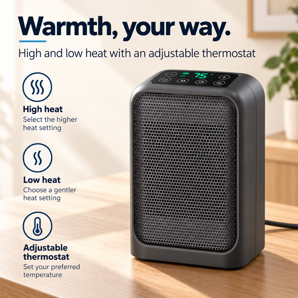 Portable Space Heater with Adjustable Thermostat